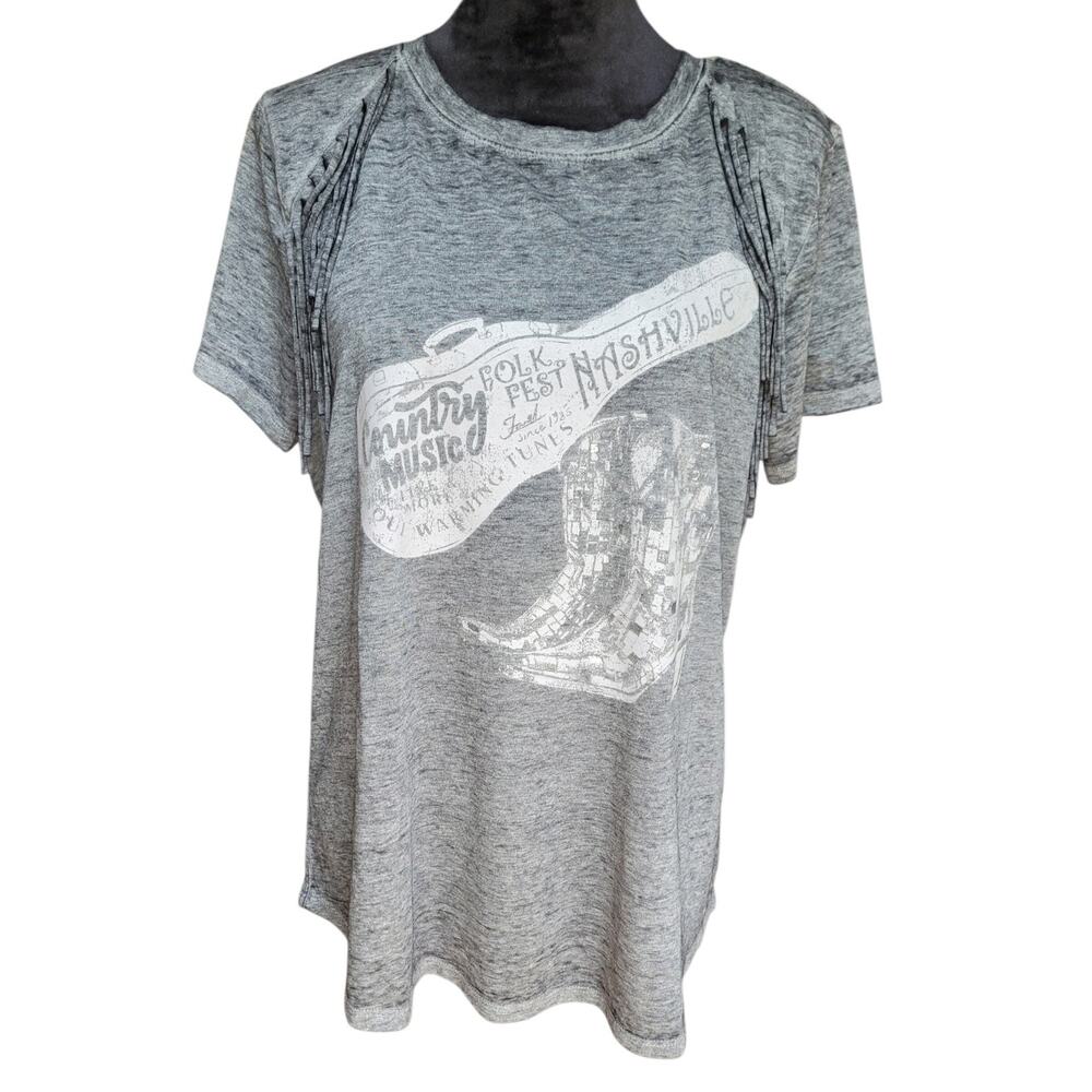 Maurices Country Music Fringe Trim Classic Graphic Tee Size Large